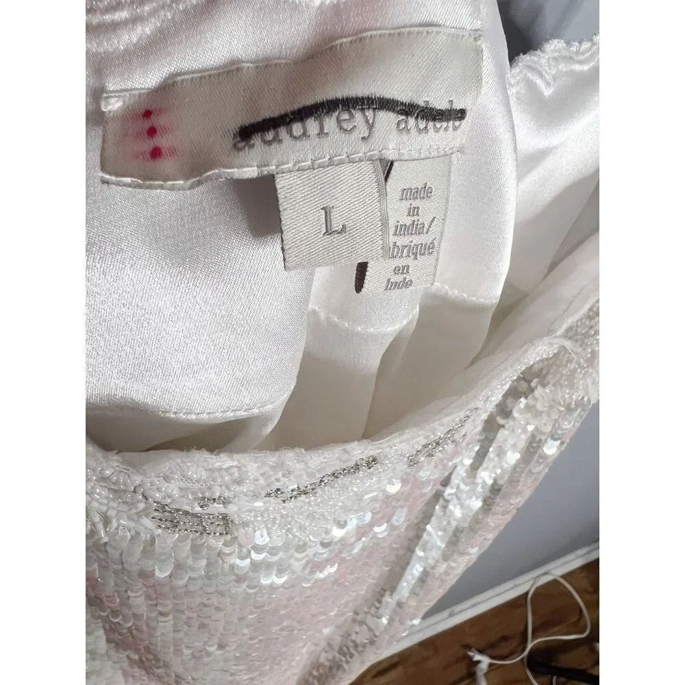 NEW BHLDN Audrey Adele Sequin Mini Shift Dress Beaded Sequin Bridal‎ Large - Picture 9 of 13